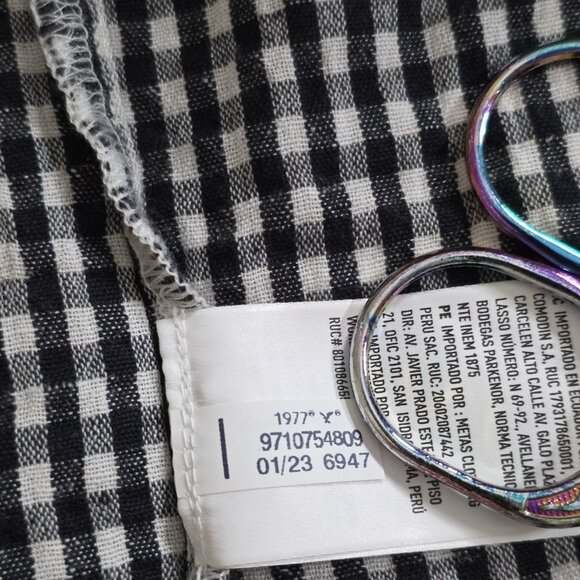 American Eagle Dress Womens XL Black White Gingham Tiered Smocked Cutout Cottage - Picture 11 of 14